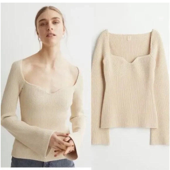 H&M Cream Off-the-Shoulder Sweater - Picture 2 of 13